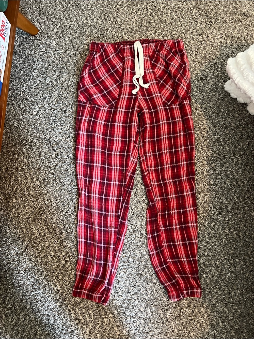 aerie Red Plaid pajama Pants with White Drawstring